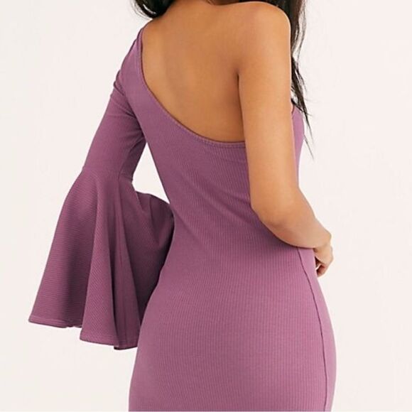 EUC Free People Beach Livia Mini One Shoulder Purple Dress Small - Picture 2 of 3